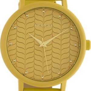 OOZOO Quarzuhr Oozoo Damen Armbanduhr Timepieces Analog, Damenuhr rund, groß (ca. 45mm) Lederarmband gelb