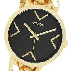 OOZOO Quarzuhr Oozoo Damen Armbanduhr Timepieces, Damenuhr Edelstahlarmband gold, rundes Gehäuse, mittel (ca. 34mm)