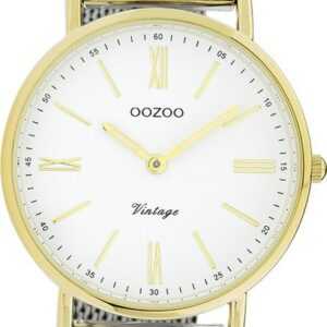 OOZOO Quarzuhr Oozoo Damen Armbanduhr Vintage Series, Damenuhr rund, groß (ca. 40mm) Metallarmband silber