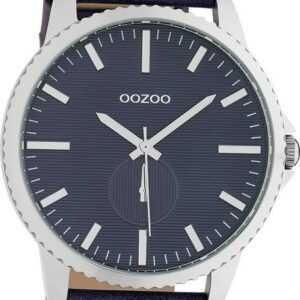 OOZOO Quarzuhr Oozoo Unisex Armbanduhr Timepieces Analog, Damen, Herrenuhr rund, extra groß (ca. 48mm) Lederarmband blau