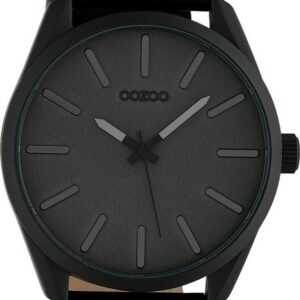 OOZOO Quarzuhr Oozoo Unisex Armbanduhr Timepieces Analog, Damen, Herrenuhr rund, extra groß (ca. 48mm) Lederarmband schwarz