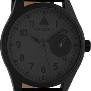 OOZOO Quarzuhr Oozoo Unisex Armbanduhr Timepieces Analog, Damen, Herrenuhr rund, extra groß (ca. 50mm) Lederarmband schwarz