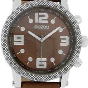 OOZOO Quarzuhr Oozoo Unisex Armbanduhr Vintage Series, Damen, Herrenuhr rund, extra groß (ca. 47x40mm) Lederarmband braun