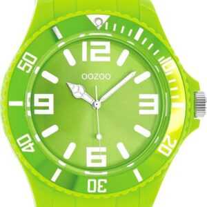 OOZOO Quarzuhr Oozoo Unisex Armbanduhr Vintage Series, Damen, Herrenuhr rund, extra groß (ca. 48mm) Silikonarmband grün