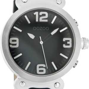OOZOO Quarzuhr Oozoo Unisex Armbanduhr Vintage Series, Damen, Herrenuhr rund, groß (ca. 40mm) Lederarmband schwarz