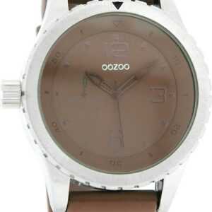 OOZOO Quarzuhr Oozoo Unisex Armbanduhr Vintage Series, Damen, Herrenuhr rund, groß (ca. 45mm) Lederarmband braun