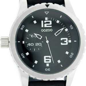 OOZOO Quarzuhr Oozoo Unisex Armbanduhr Vintage Series, Damen, Herrenuhr rund, groß (ca. 45mm) Lederarmband schwarz