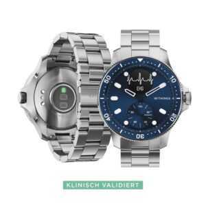Withings Smartwatch Horizon Taucheruhr 43mm silber blau Schlafanalyse Stoppuhr