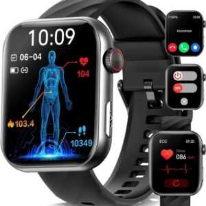 YYKY 2024 EKG 150+ Sportmodi Aktivitäts Tracker Smartwatch (5 cm/2 Zoll, Android / iOS), mit 24/7 Körpertemperatur, Herzfrequenz, Schlaf, Blutdruck