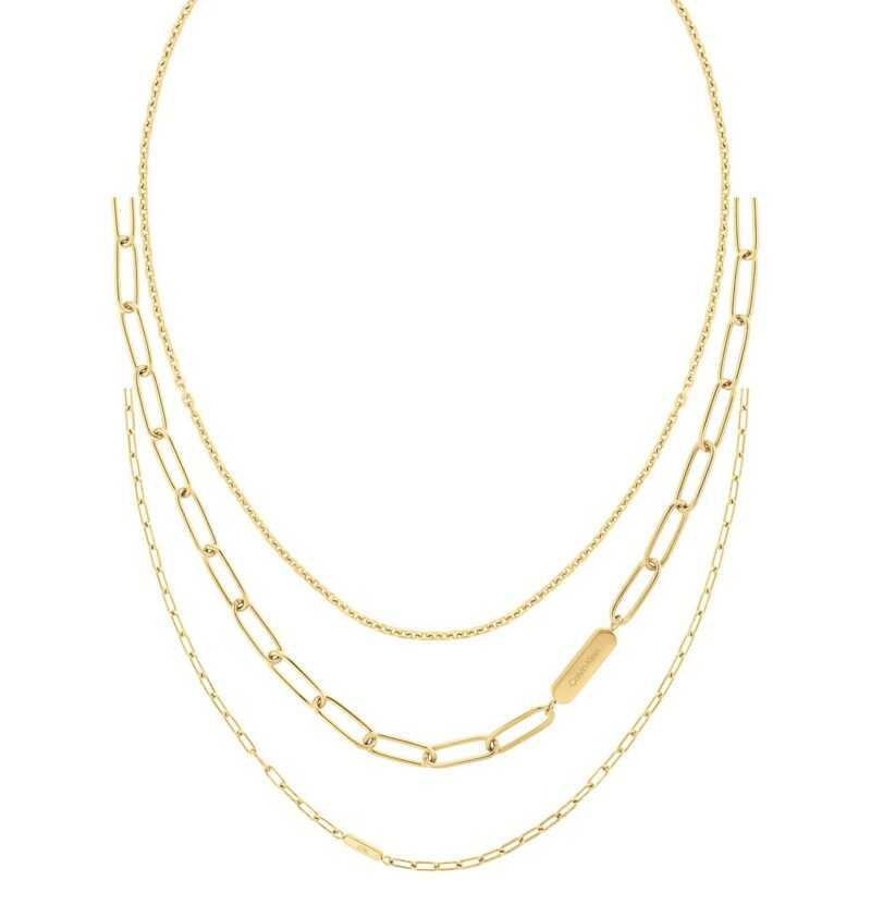 Calvin Klein 35000433 Damen-Halsketten Set Edelstahl Goldfarben