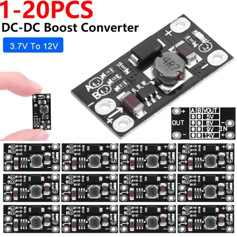 20PCS Mini DC-DC Boost Step Up Converter 3V 3.2V 3.3V 3.7V 5V 9V to 12V Voltage Regulator PCB Board