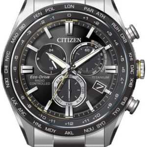 Citizen Funkchronograph CB5947-80E, Armbanduhr, Herrenuhr, Solar, Titan, Stoppfunktion
