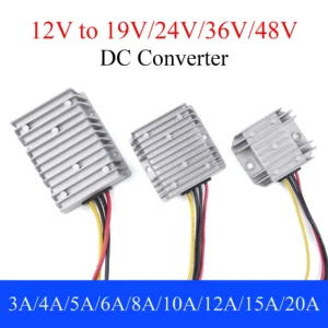 DC 12V to 19V/24V/36V/48V Power Converter 3A 5A 8A 10A 12A 15A 20A Auto Boost Regulator Step-Up