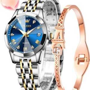 OLEVS Importiertes Quarzwerk Watch, mit Stabile Zeitmessung, Design, Wasserdicht Diamantbesetzte Indizes