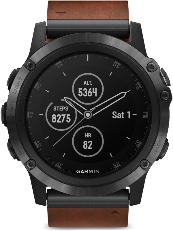 Garmin fenix 5X Plus Saphir schwarz/bra