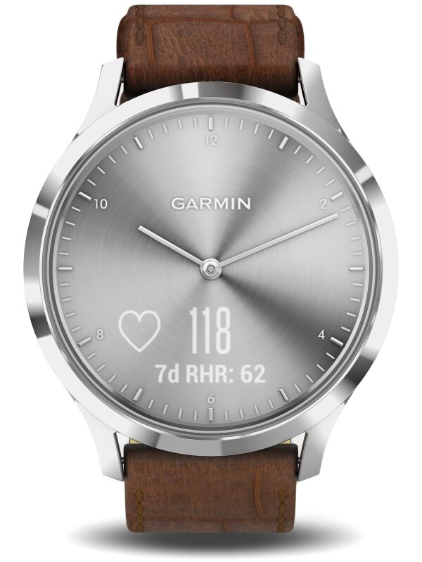 Garmin vivomove HR Premium Silber Leder