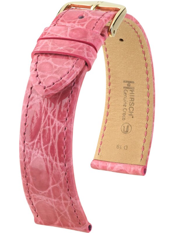 Hirsch Genuine Croco L, pink glänzend, 19mm