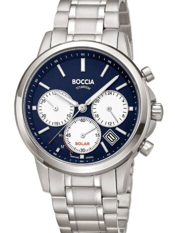 Boccia 3742-03 Herrenuhr Solar Chronograph Titan Blau