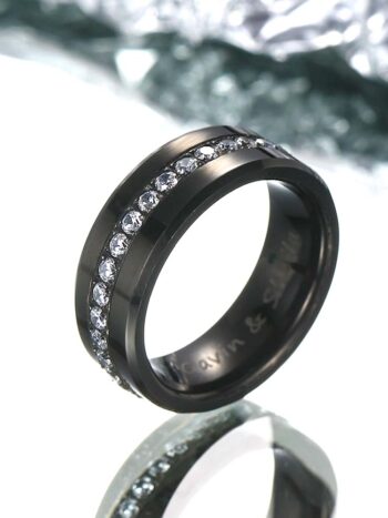 【Paar】Wolfram Ring mit Kubischer Zirkon - Göttlicher Ruf