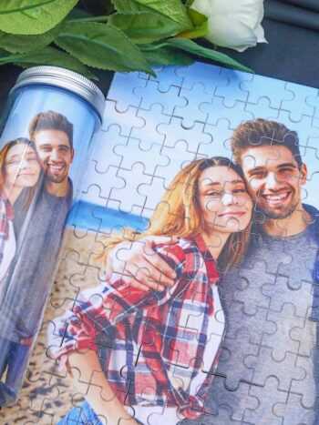 Personalisierte Foto Holz Puzzle mit Flasche