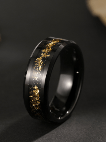 【Paar】Wolfram Ring - Eingelegt mit 18 Karat Goldfolie