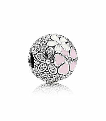 Pandora Damen Charm malerische Blüten mit Zirkonia Steinen Silber 792084CZ