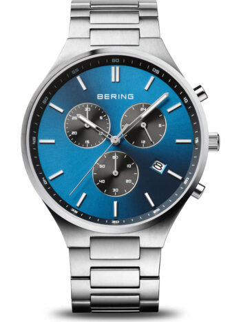 Bering  Herren Chronograph Titanium Silber Blau 11743-707