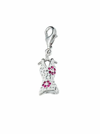 Damen Silber Schmuck 925 Silber Charms Anhänger Kleid mit Glasstein