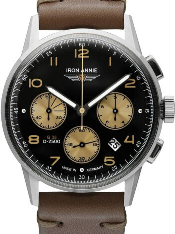 Iron Annie Herrenuhr Chronograph G38 mit Lederband Braun 5372-2