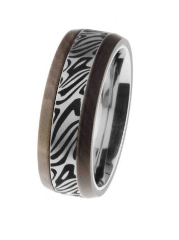 Ernstes Design Herren Edelstahl Ring Größe 61 Mehrfarbig R421-61