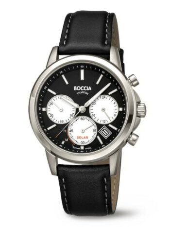 Boccia Herren Chronographen Lederarmband Schwarz 3742-01