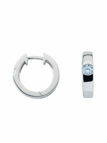 Damen Silber Schmuck 925 Silber Ohrringe  Creolen mit Zirkonia Ø 15