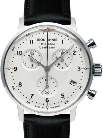 Iron Annie Herrenuhr Bauhaus Chronograph mit Lederband Schwarz 50961