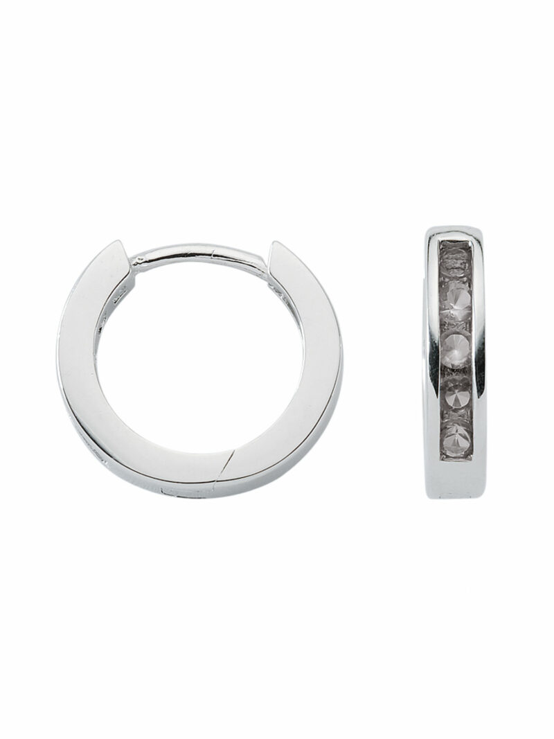 Damen Silber Schmuck 925 Silber Ohrringe  Creolen mit Zirkonia Ø 15 mm