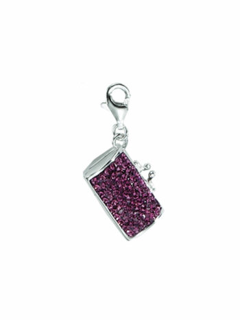 Damen Silber Schmuck 925 Silber Charms Anhänger Tasche mit Glasstein