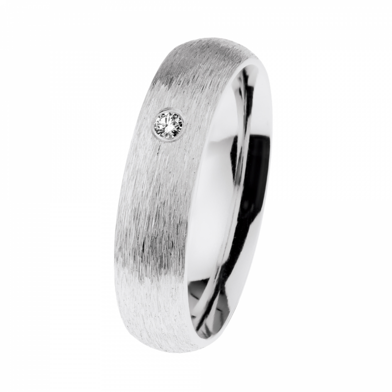 Ernstes Design Damen Diamant Ring Trauring Breite 5 mm Größe 55 Silber R614-55