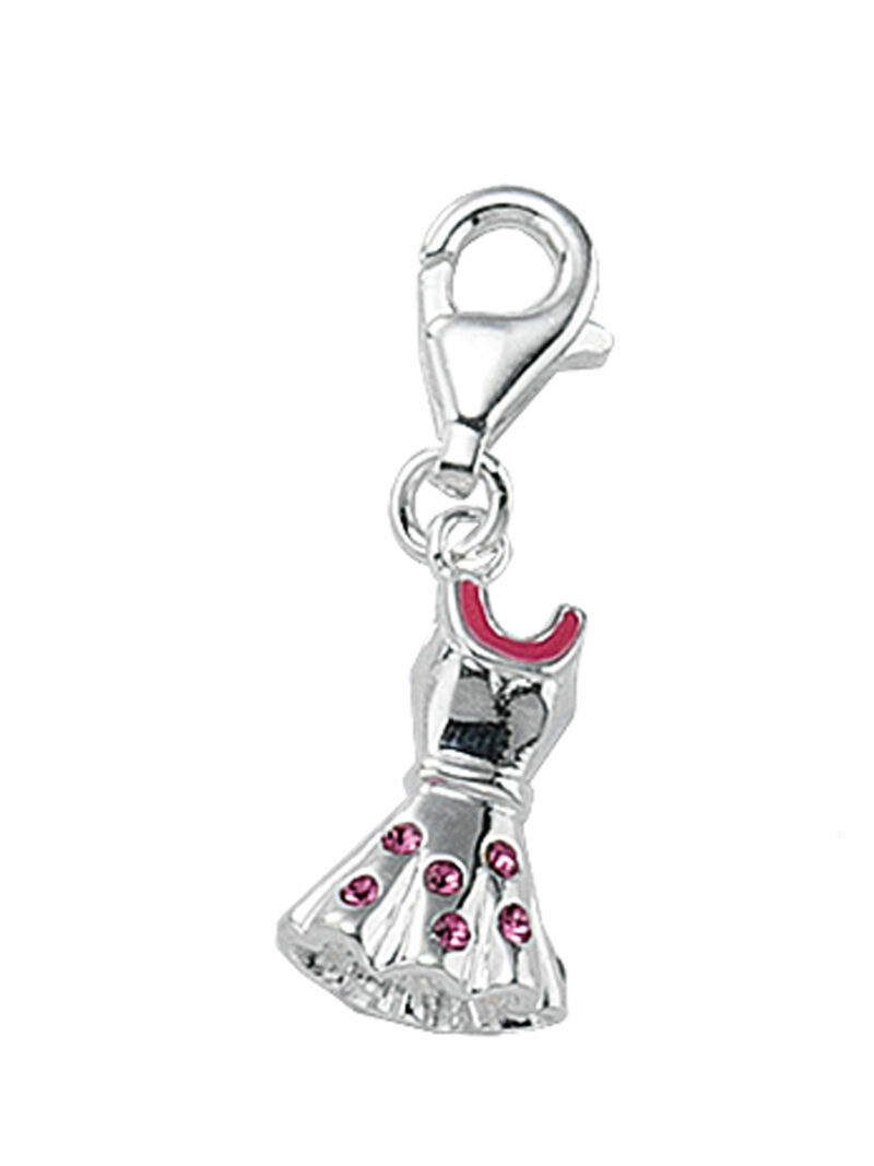 Damen Silber Schmuck 925 Silber Charms Anhänger Kleid mit Glasstein