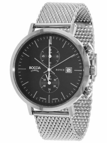 Boccia Herren Chronograph Quarz Uhr mit Edelstahl Armband 3752-02