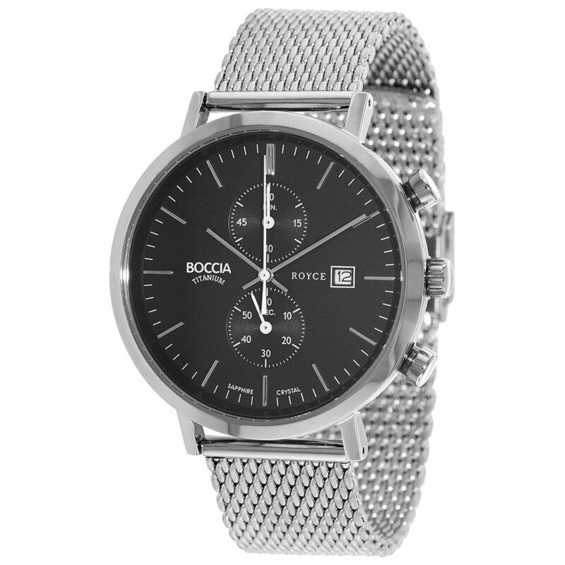 Boccia Herren Chronograph Quarz Uhr mit Edelstahl Armband 3752-02