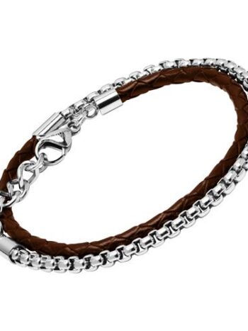 Armband aus braunem Leder und Edelstahl