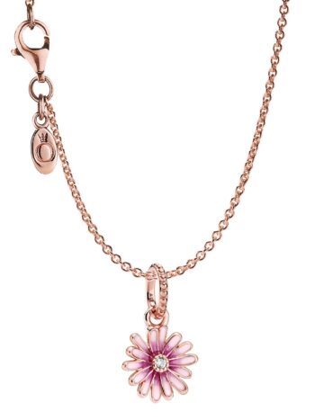 Pandora 39452 Damen-Halskette Rosegoldfarben Pinkes Gänseblümchen