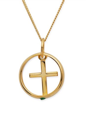 333er Gold Taufkette mit Kreuz Smaragd