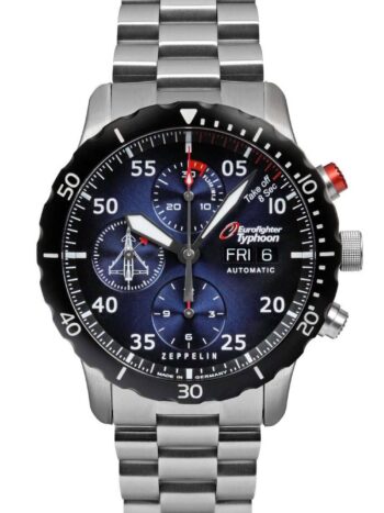 Zeppelin 7218M-3 Herrenuhr Automatik Chronograph Eurofighter mit Stahlband