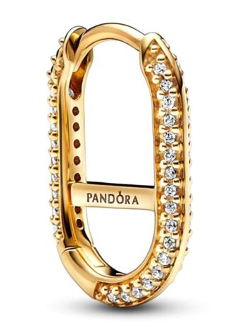 Pandora 269682C01 Single Creole Link-Ohrring Goldfarben Pavé Weiß