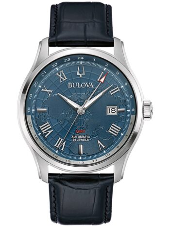 Bulova 96B385 Herren-Automatikuhr Wilton GMT Schwarz/Blau