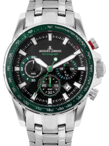 Jacques Lemans 1-2099F Herren-Chronograph Liverpool Stahl/Grün