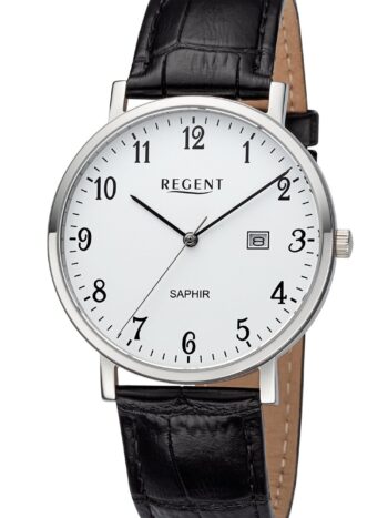 Regent 11110937 Herrenuhr mit schwarzem Lederband