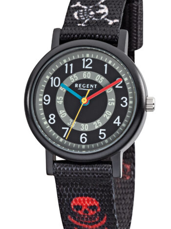 Regent F950 Aluminium Kinderuhr Textilarmband Pirat