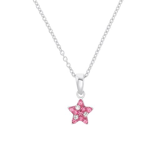 Kinderkette aus 925er Silber mit Stern, pink