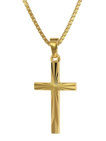 trendor 75438 Kreuz-Anhänger Gold 750 / 18K mit goldplattierter Kette